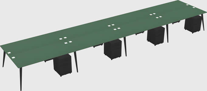 Shared rectangular office desk system