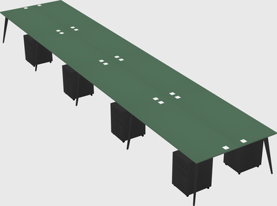 Shared rectangular office desk system
