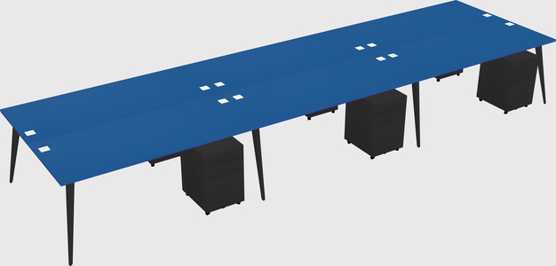 Shared rectangular office desk system