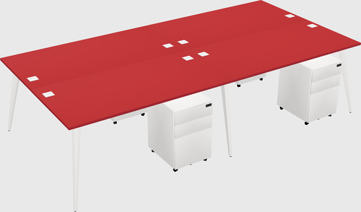 Shared rectangular office desk system