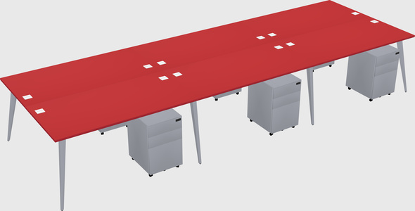 Shared rectangular office desk system