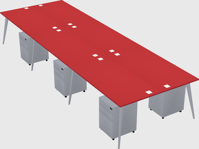 Shared rectangular office desk system