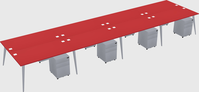 Shared rectangular office desk system