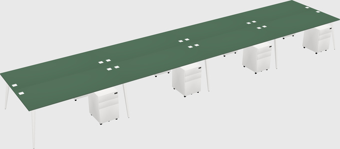 Shared rectangular office desk system