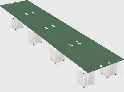 Shared rectangular office desk system