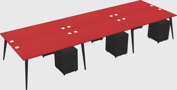 Shared rectangular office desk system