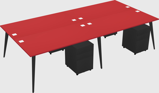 Shared rectangular office desk system