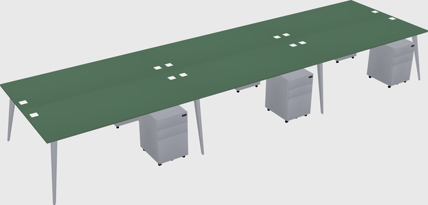 Shared rectangular office desk system