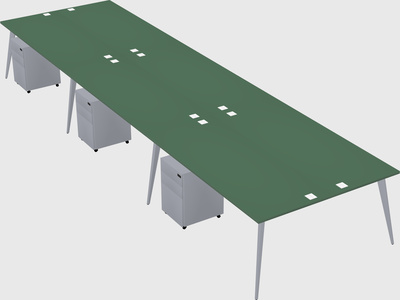 Shared rectangular office desk system