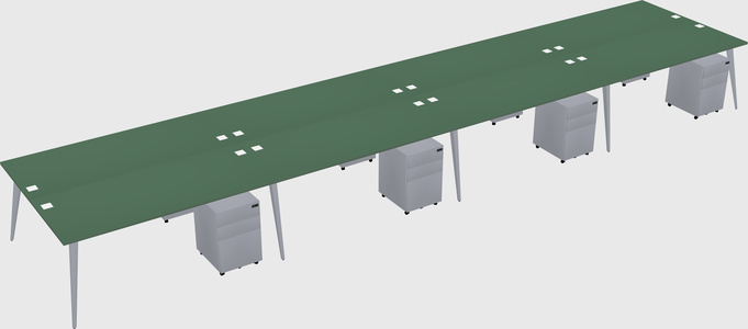 Shared rectangular office desk system