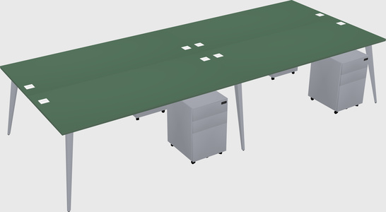 Shared rectangular office desk system