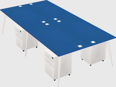 Shared rectangular office desk system