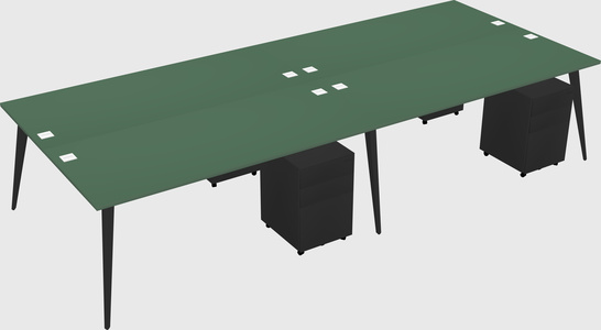 Shared rectangular office desk system
