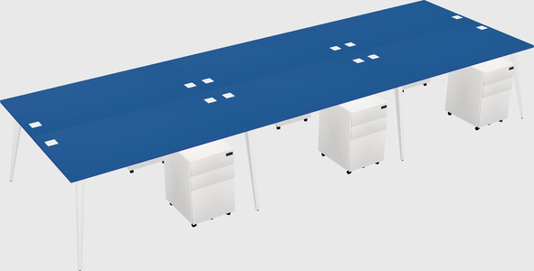 Shared rectangular office desk system