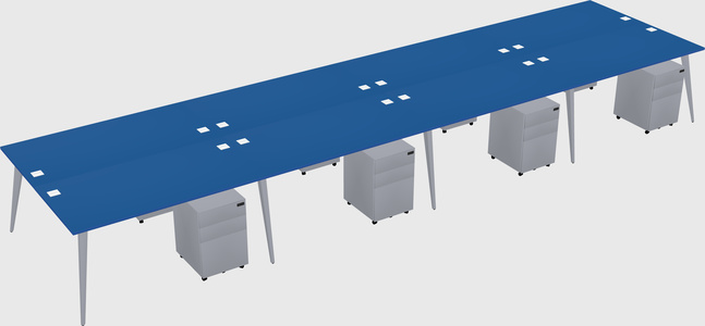 Shared rectangular office desk system
