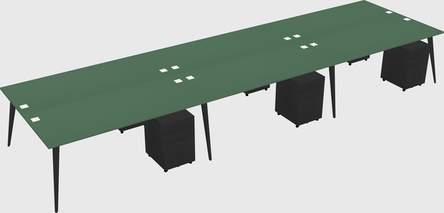 Shared rectangular office desk system