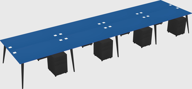 Shared rectangular office desk system
