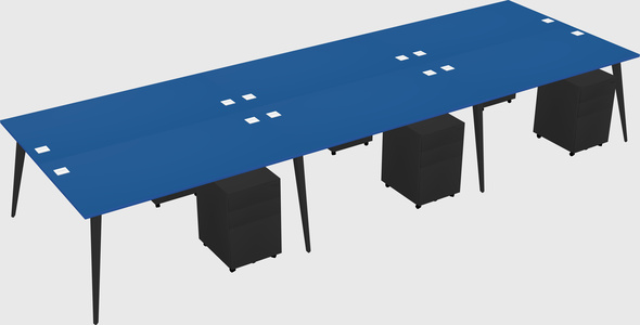 Shared rectangular office desk system