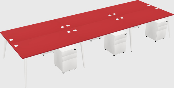 Shared rectangular office desk system