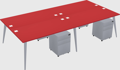 Shared rectangular office desk system
