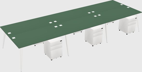 Shared rectangular office desk system