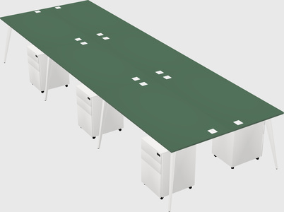 Shared rectangular office desk system
