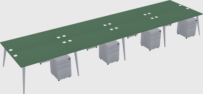 Shared rectangular office desk system