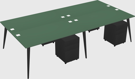Shared rectangular office desk system