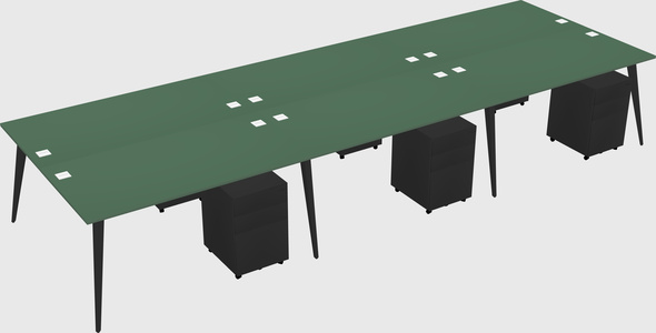 Shared rectangular office desk system