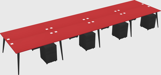 Shared rectangular office desk system