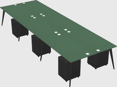 Shared rectangular office desk system