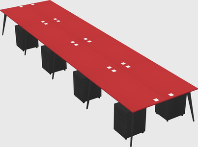 Shared rectangular office desk system