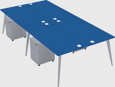 Shared rectangular office desk system