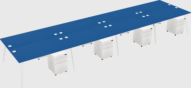 Shared rectangular office desk system
