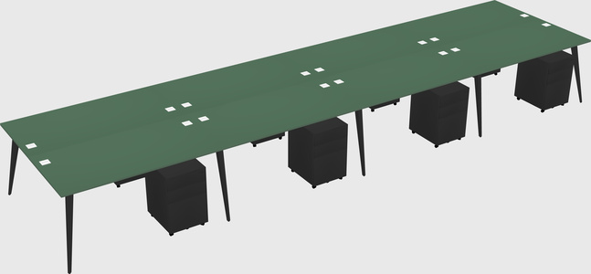 Shared rectangular office desk system