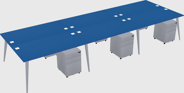 Shared rectangular office desk system