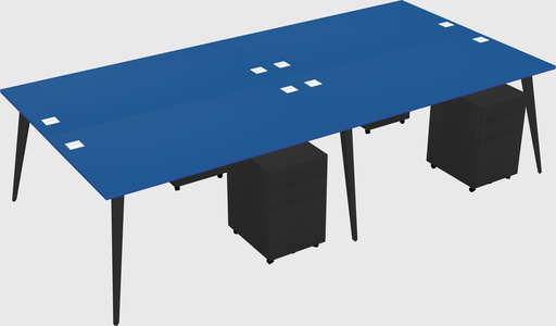 Shared rectangular office desk system