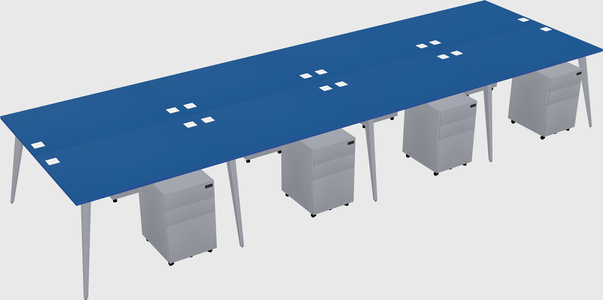 Shared rectangular office desk system