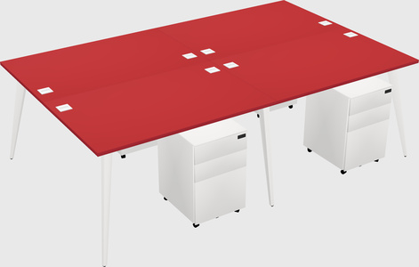 Shared rectangular office desk system