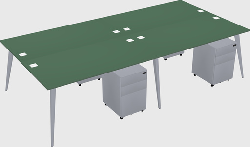 Shared rectangular office desk system