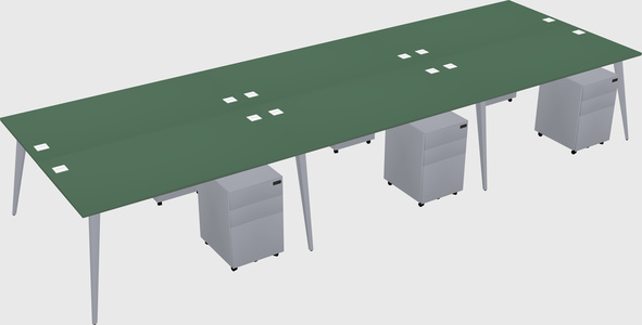 Shared rectangular office desk system
