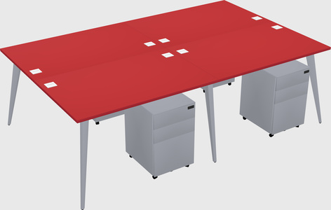 Shared rectangular office desk system