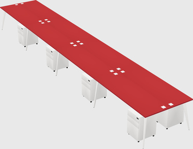 Shared rectangular office desk system