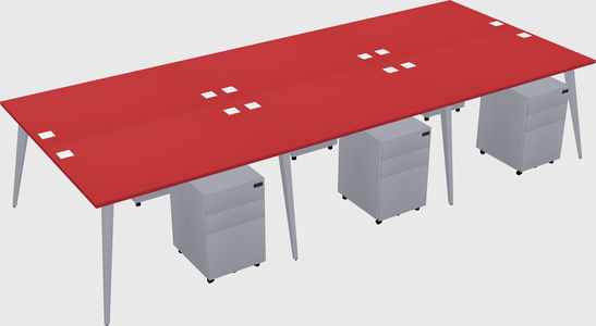 Shared rectangular office desk system