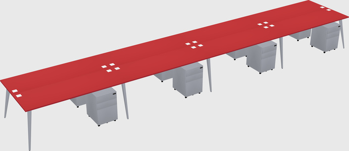 Shared rectangular office desk system