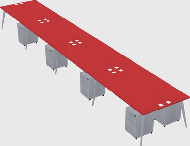Shared rectangular office desk system