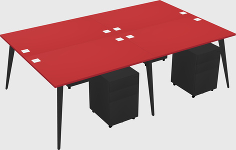 Shared rectangular office desk system