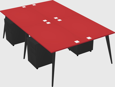 Shared rectangular office desk system