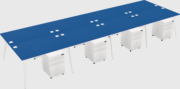 Shared rectangular office desk system