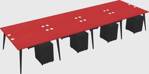 Shared rectangular office desk system